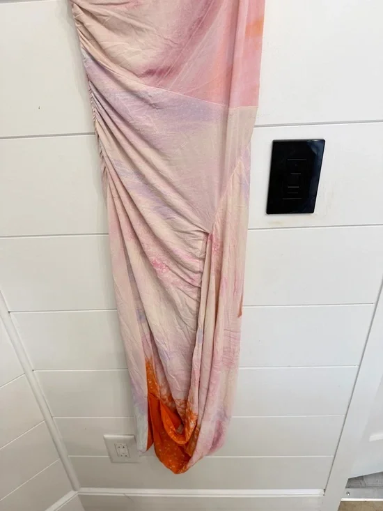 Jonathan Simkhai Coral Havana Marble Printed Midi Dress Size XS 36328 - Picture 8 of 15